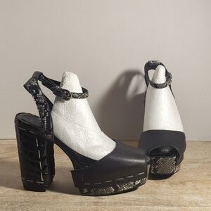 New Free People X Jeffrey Campbell Magic Hour Black Leather Platform Us 7.5